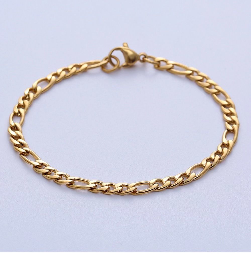 GH30  18k  gold color for men women lady 18+4cm  4mm WIDTH chain bracelet  chain  Top Quality Does not fade,   This is not logo ,not stamped
