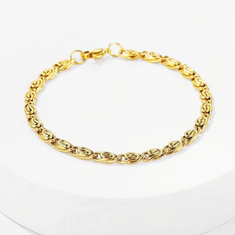 GH29  18k  gold color for men women lady 20cm  4mm WIDTH chain bracelet  chain  Top Quality Does not fade,   This is not logo ,not stamped