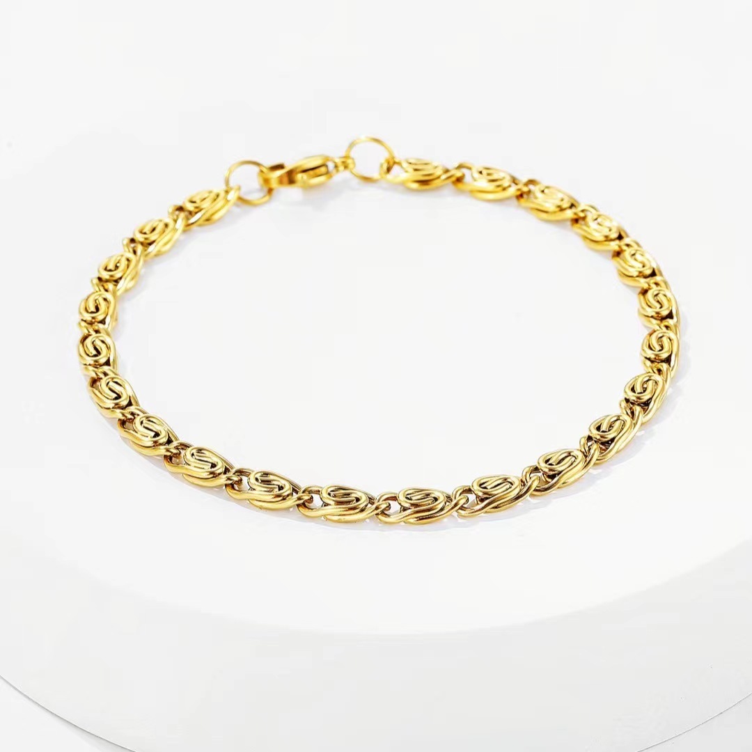 GH29  18k  gold color for men women lady 20cm  4mm WIDTH chain bracelet  chain  Top Quality Does not fade,   This is not logo ,not stamped