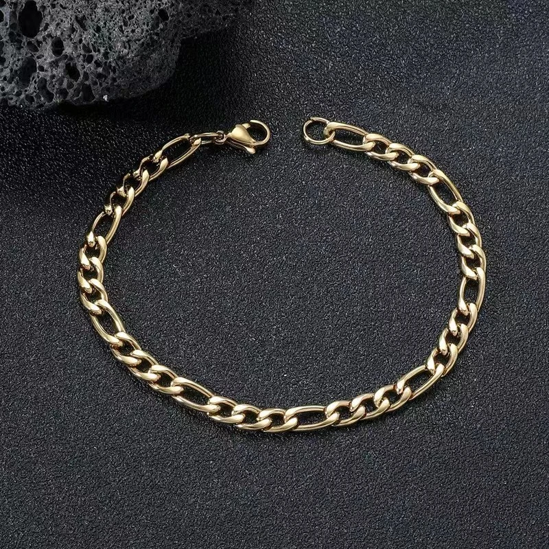 GH30  18k  gold color for men women lady 18+4cm  4mm WIDTH chain bracelet  chain  Top Quality Does not fade,   This is not logo ,not stamped