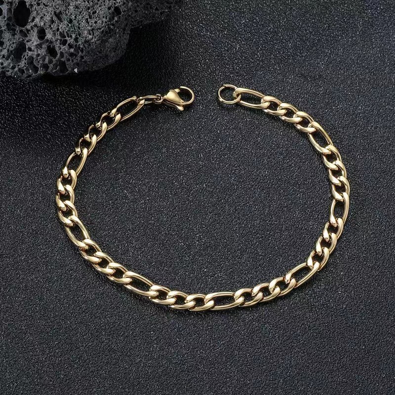 GH30  18k  gold color for men women lady 18+4cm  4mm WIDTH chain bracelet  chain  Top Quality Does not fade,   This is not logo ,not stamped