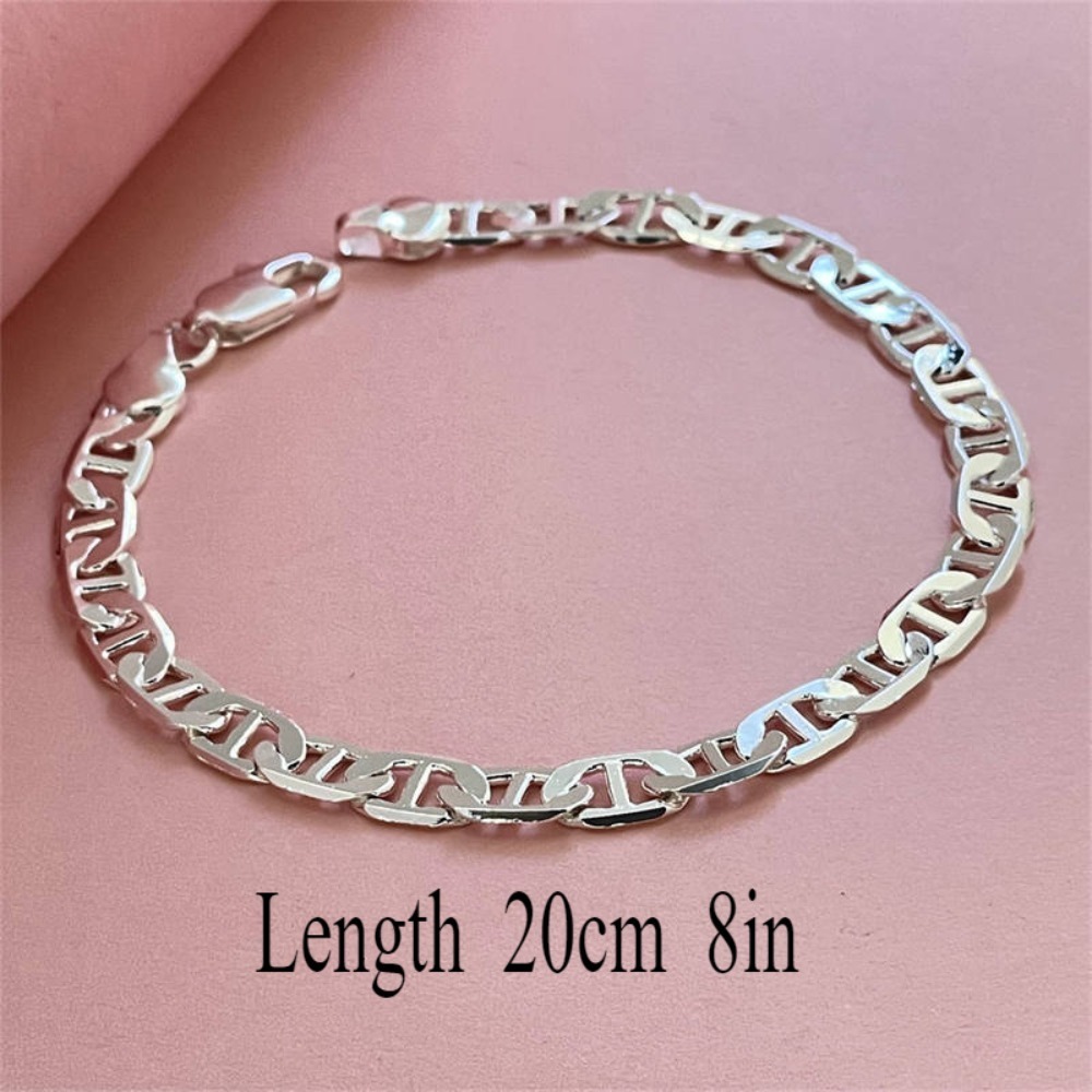 H018  Silver color Charms Stamped 925 - Bracelets 6MM chain  for women Classic Chain for man Wedding party Christmas Gifts fashion Jewelry 20CM 8inches
