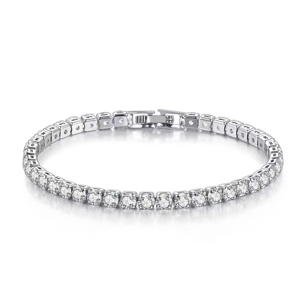 H039 charm chain white crystal Silver color Charms Bracelets for women Classic Chain for man Wedding party Christmas Gifts fashion Jewelry 18CM 7inches