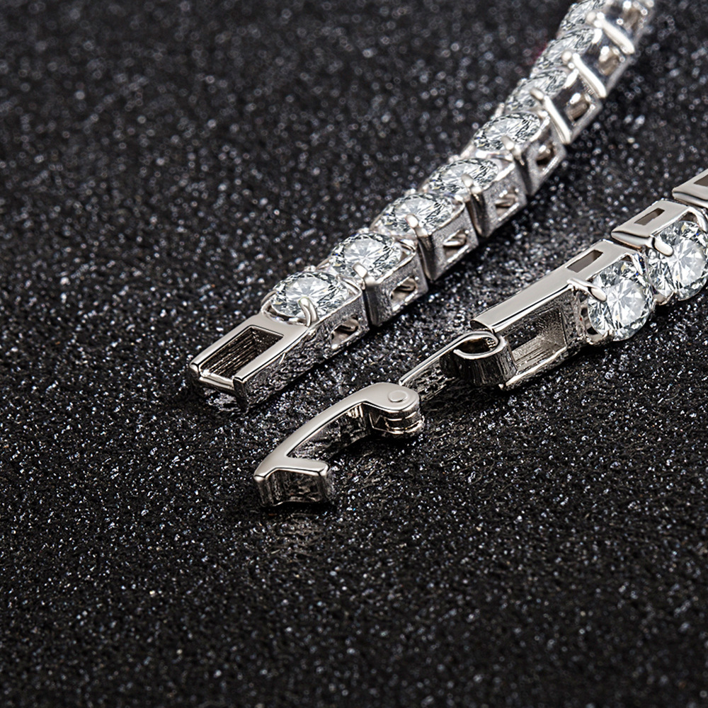 H039 charm chain white crystal Silver color Charms Bracelets for women Classic Chain for man Wedding party Christmas Gifts fashion Jewelry 18CM 7inches