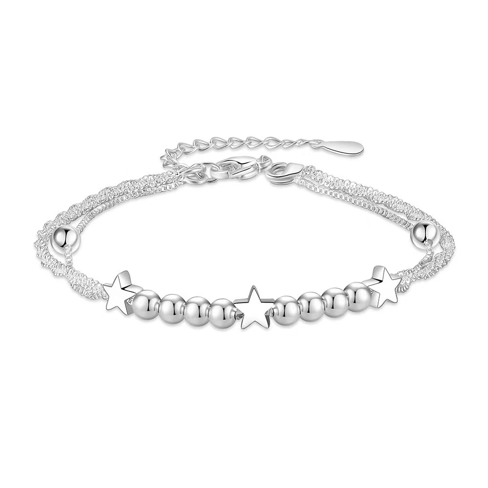 H041 charm chain Silver color Charms Bracelets for women Classic Chain for man Wedding party Christmas Gifts fashion Jewelry 20CM 8inches