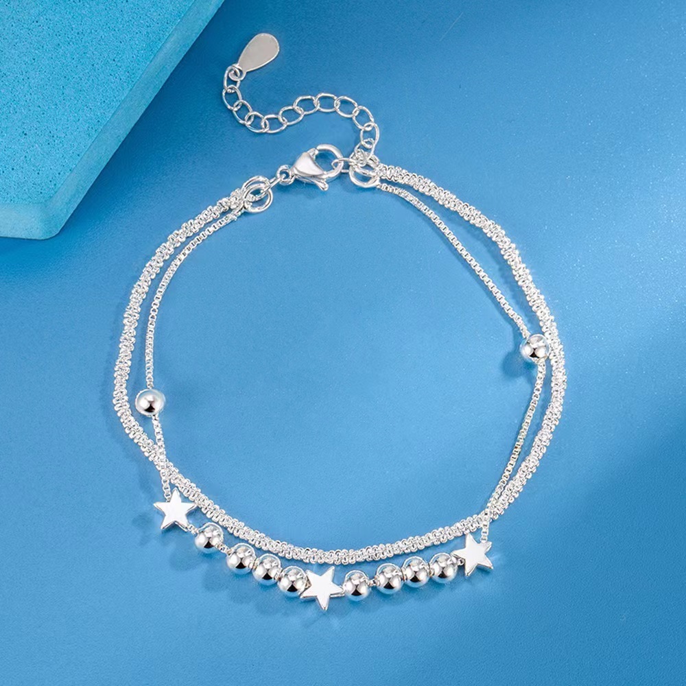 H041 charm chain Silver color Charms Bracelets for women Classic Chain for man Wedding party Christmas Gifts fashion Jewelry 20CM 8inches
