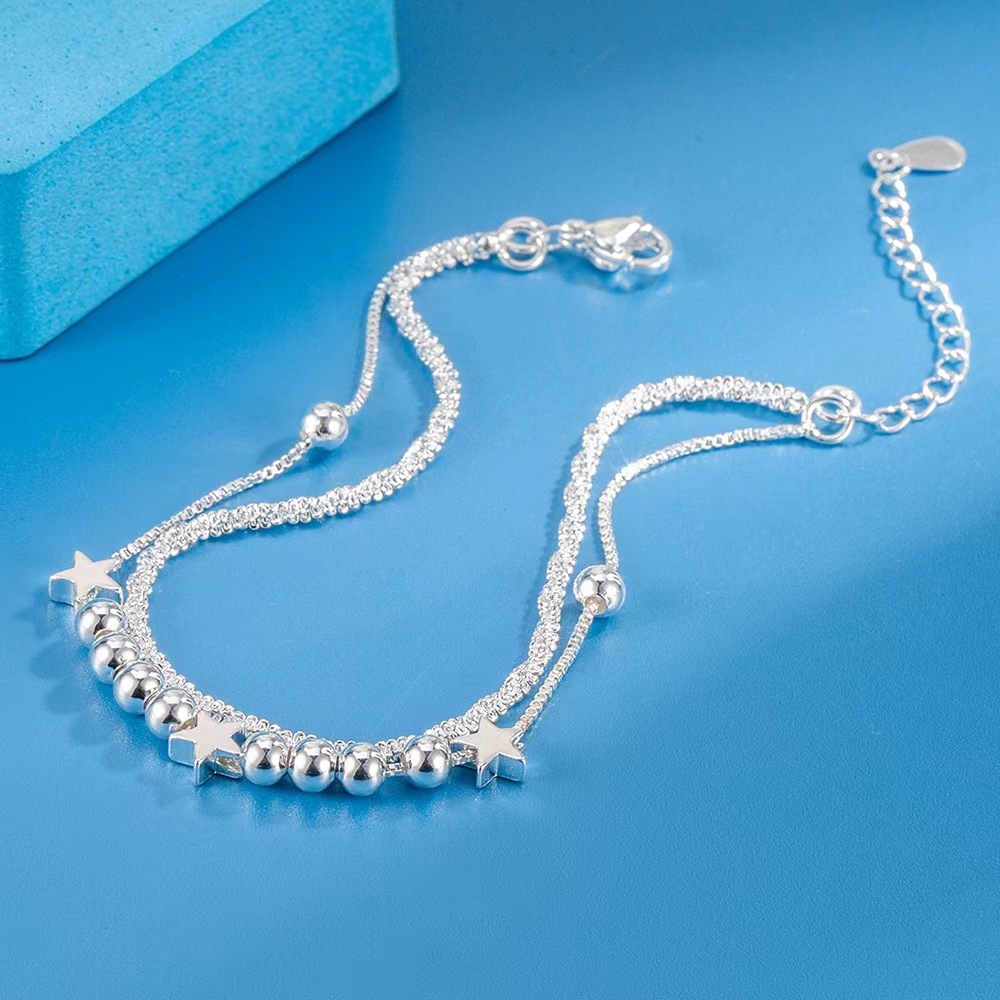 H041 charm chain Silver color Charms Bracelets for women Classic Chain for man Wedding party Christmas Gifts fashion Jewelry 20CM 8inches