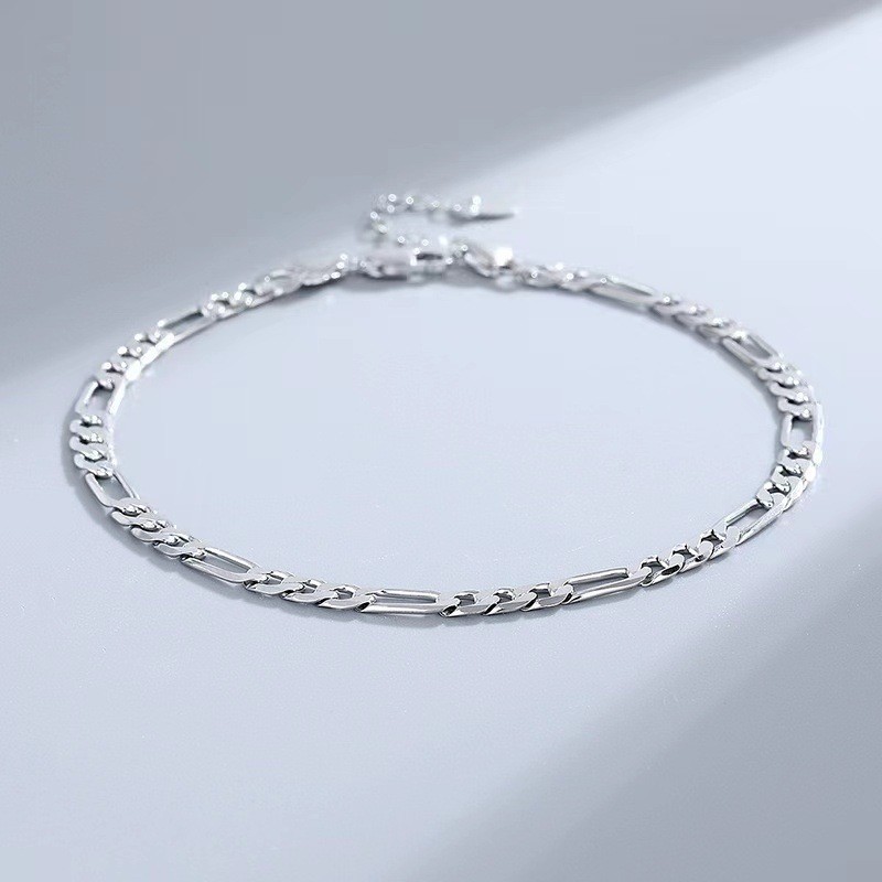 H047 charm 4MM chain Silver color Charms Bracelets for women Classic Chain for man Wedding party Christmas Gifts fashion Jewelry 20CM 8inches
