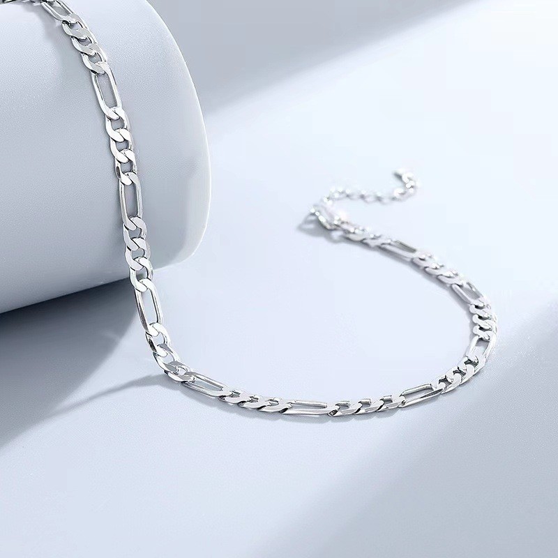 H047 charm 4MM chain Silver color Charms Bracelets for women Classic Chain for man Wedding party Christmas Gifts fashion Jewelry 20CM 8inches