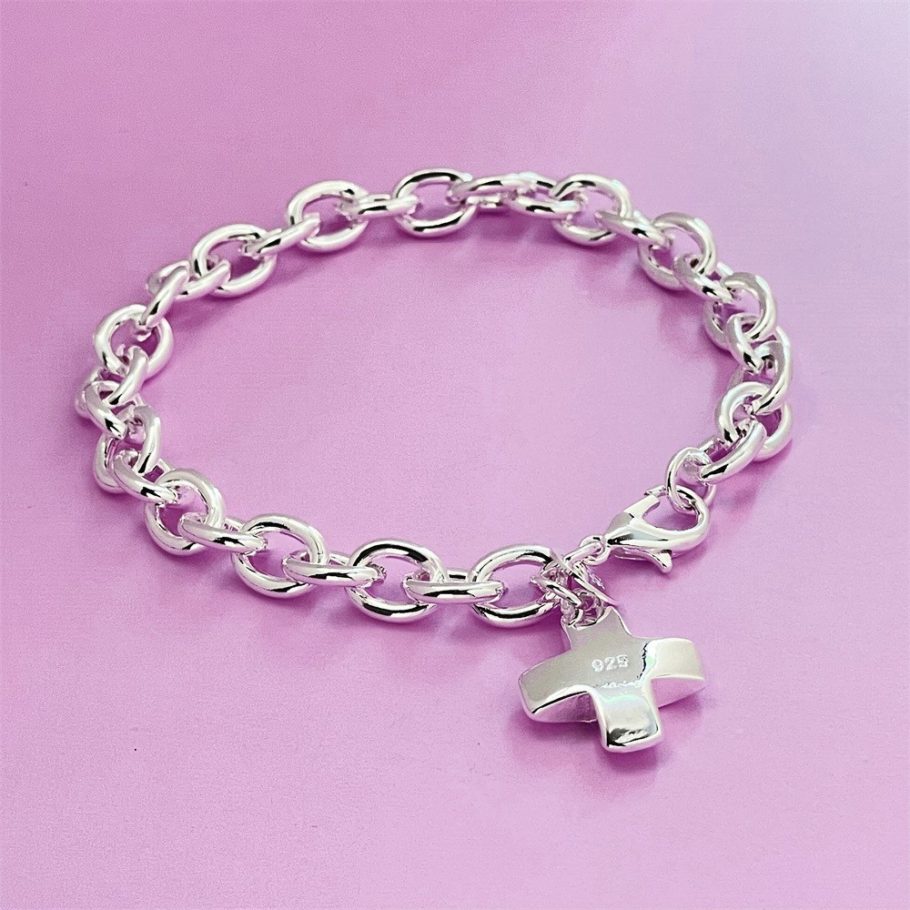 H052 charm Silver color Charms Bracelets for women Classic Chain for man Wedding party Christmas Gifts fashion Jewelry 20CM 8inches