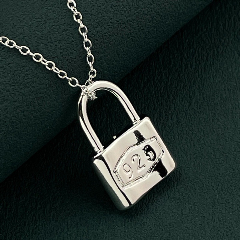 P012 Hot classic 925 Stamp Silver color Necklaces for woman men Jewelry 16-24 Inches fine LOCK chain fashion high quality Gifts
