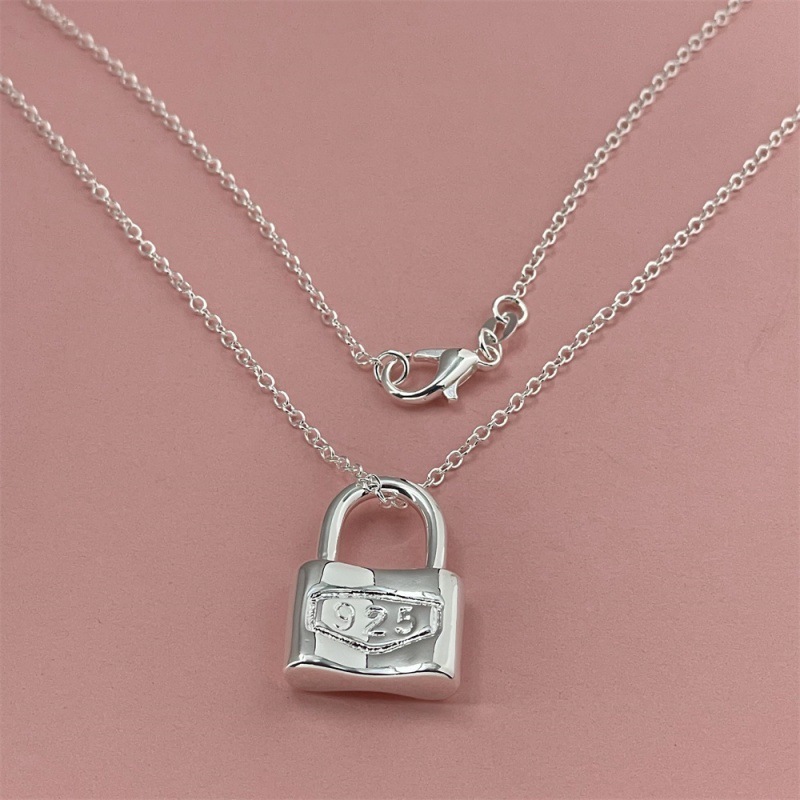 P012 Hot classic 925 Stamp Silver color Necklaces for woman men Jewelry 16-24 Inches fine LOCK chain fashion high quality Gifts