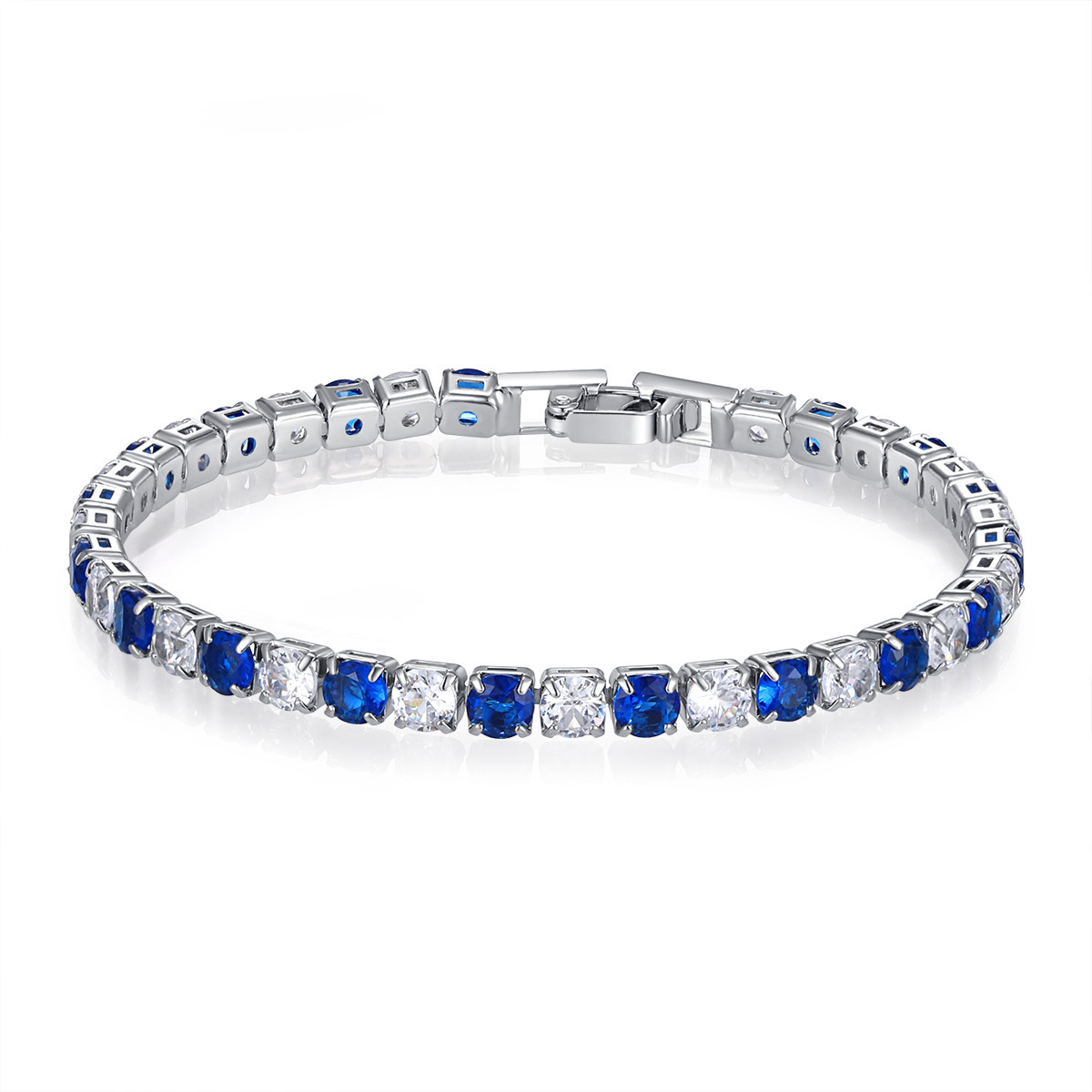 H020 charm chain white BLUE crystal Silver color Charms Bracelets for women Classic Chain for man Wedding party Christmas Gifts fashion Jewelry 18CM 7inches