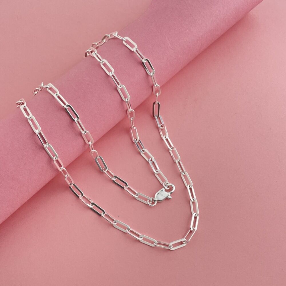 N025  925 Stamp Silver color 4MM chain Necklace for Women Luxury Couple Fine Jewelry Blade Chain wedding gift choker Clavicle