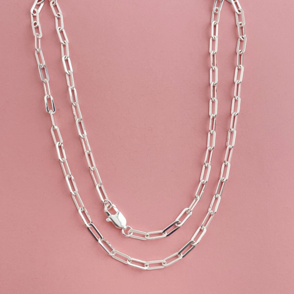 N025  925 Stamp Silver color 4MM chain Necklace for Women Luxury Couple Fine Jewelry Blade Chain wedding gift choker Clavicle