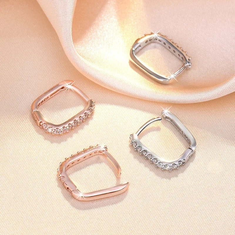 WE24 925 Stamp Silver color Rose gold color Stud Earrings for Women Jewelry All-match Trend Hollow water drop Earrings wedding Christmas Gifts