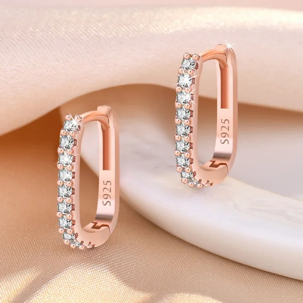 WE24 925 Stamp Silver color Rose gold color Stud Earrings for Women Jewelry All-match Trend Hollow water drop Earrings wedding Christmas Gifts