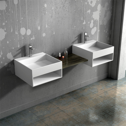 Composite Resin Basin Solid Surface Wall Mounted Bathroom Sink LI1205