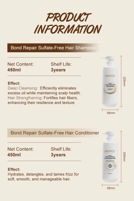 Private Label Organic Natural Bond Repair Shampoo and Conditioner Set Natural Collagen Sulfate Free Shampoo for Men and Womens