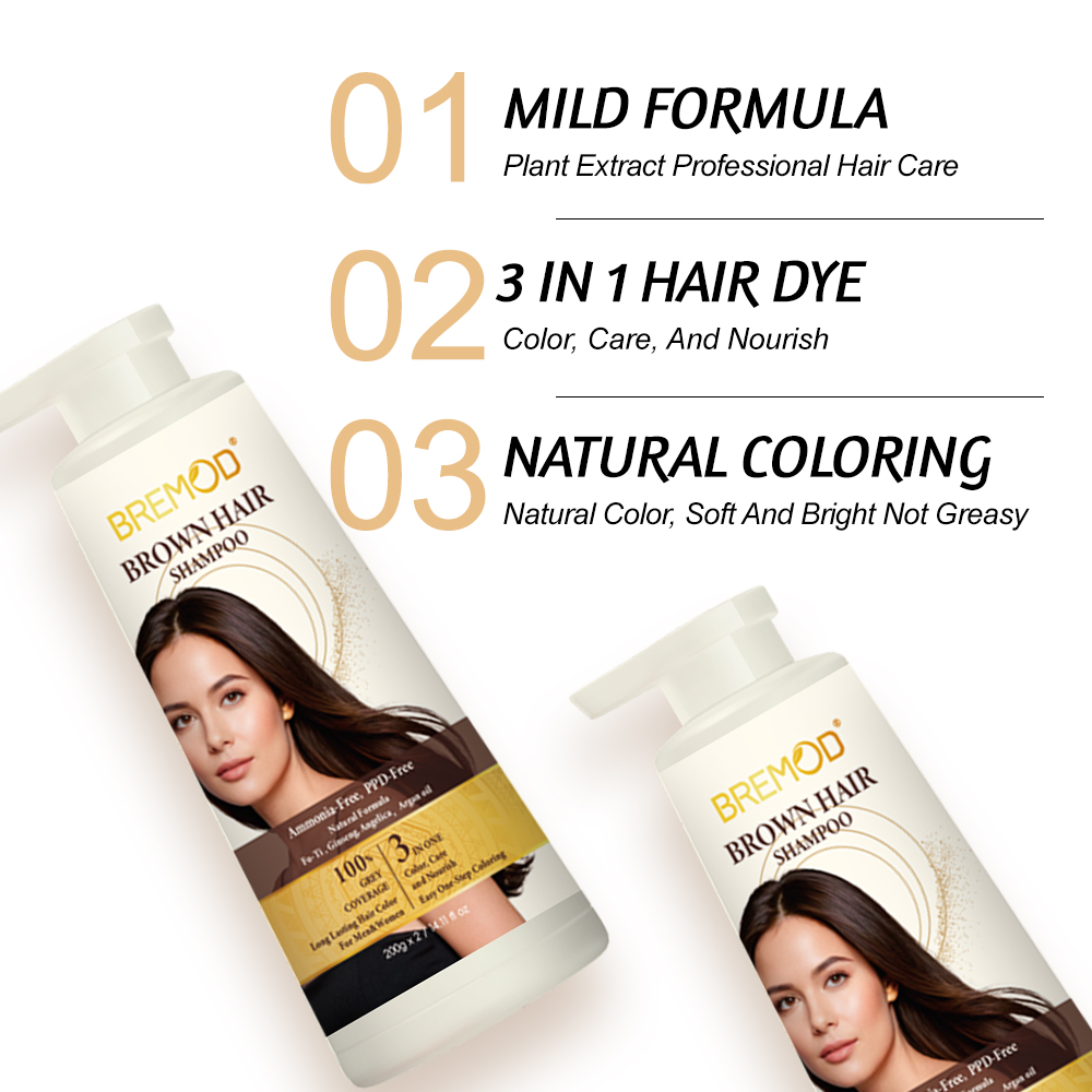 Ammonia Free PPD Free color hair shampoo dye brown hair color shampoo for men with natural ingredients