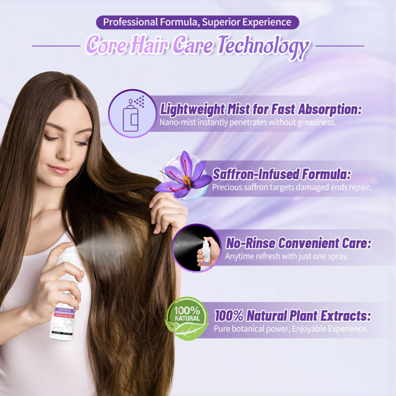 10 in 1 Thermal Protector Conditioning Saffron Essence Hair Spray Heat Protectant Shine Nourish Spray for Hair Treatment