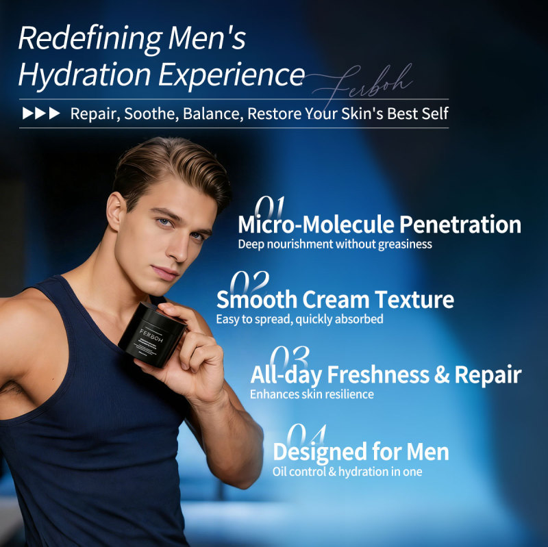 FERBOH Advanced Organic Men's Refreshing Moisturizing Face Cream Skin Care Deep Wrinkle Reduction & Intense Hydration Formula