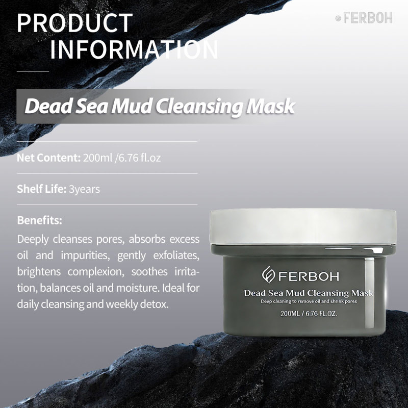 Dead Sea Mud& Bamboo Charcoal Clay Cleansing Face Mask Oil Control Deep Cleansing Skin Pore Reduce for Daily Care