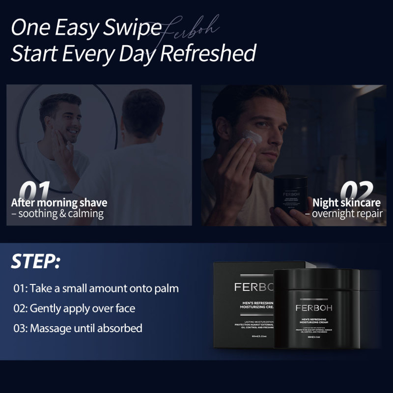 FERBOH Advanced Organic Men's Refreshing Moisturizing Face Cream Skin Care Deep Wrinkle Reduction & Intense Hydration Formula