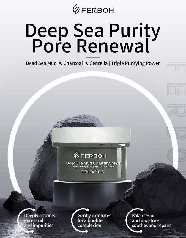 Dead Sea Mud& Bamboo Charcoal Clay Cleansing Face Mask Oil Control Deep Cleansing Skin Pore Reduce for Daily Care