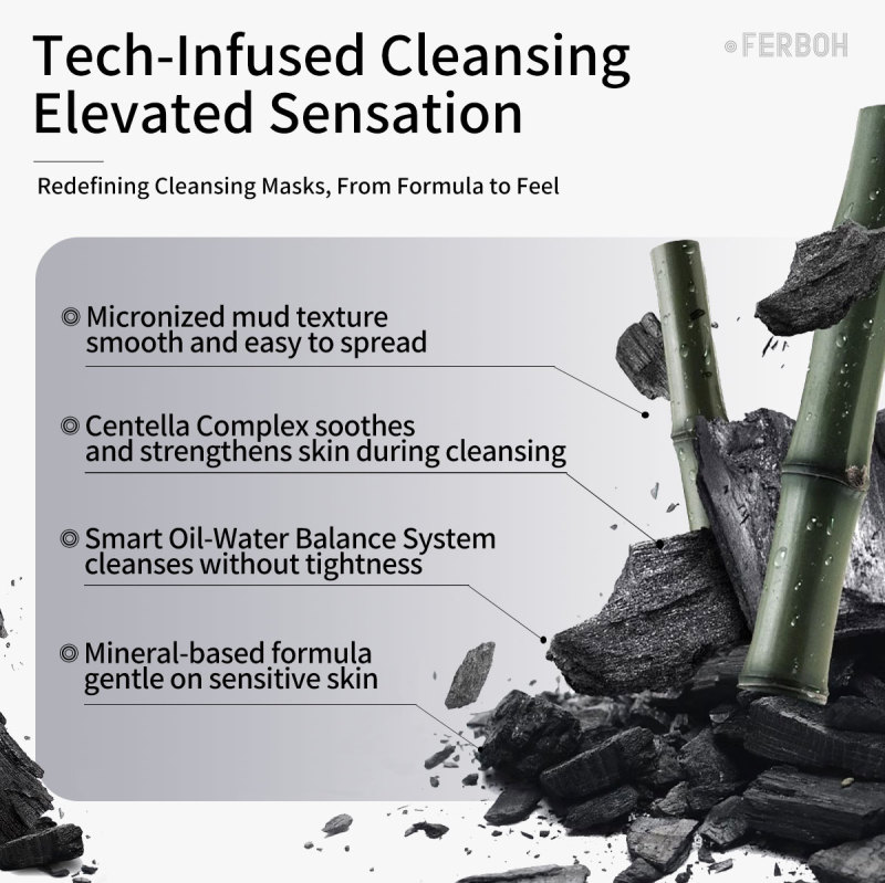 Dead Sea Mud& Bamboo Charcoal Clay Cleansing Face Mask Oil Control Deep Cleansing Skin Pore Reduce for Daily Care