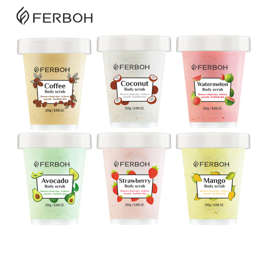 Natural Salt Cream Fruit Essence Sugar Body Scrub Manufacturer Factory Private Label Exfoliator Collagen Cleaning Body Scrubs