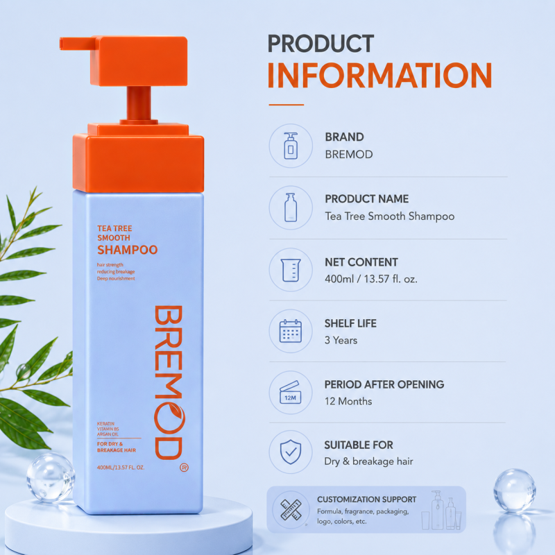 Wholesale Custom Tea Tree Essence Smooth Deep Nourishing Reducing Breakage Shampoo , for Itchy and Dry Scalp