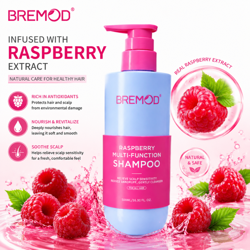 Professional Private Label Raspberry Multi Function Fruit Essence Moisturizing Nourishing Hair Smooth Shampoo and Conditioner