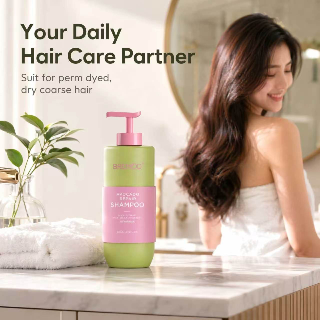 OEM ODM Natural Moisturizing Cream Gently Cleaning Hair Organic Avocado Hair Repairing Nourishing Shampoo and Conditioner