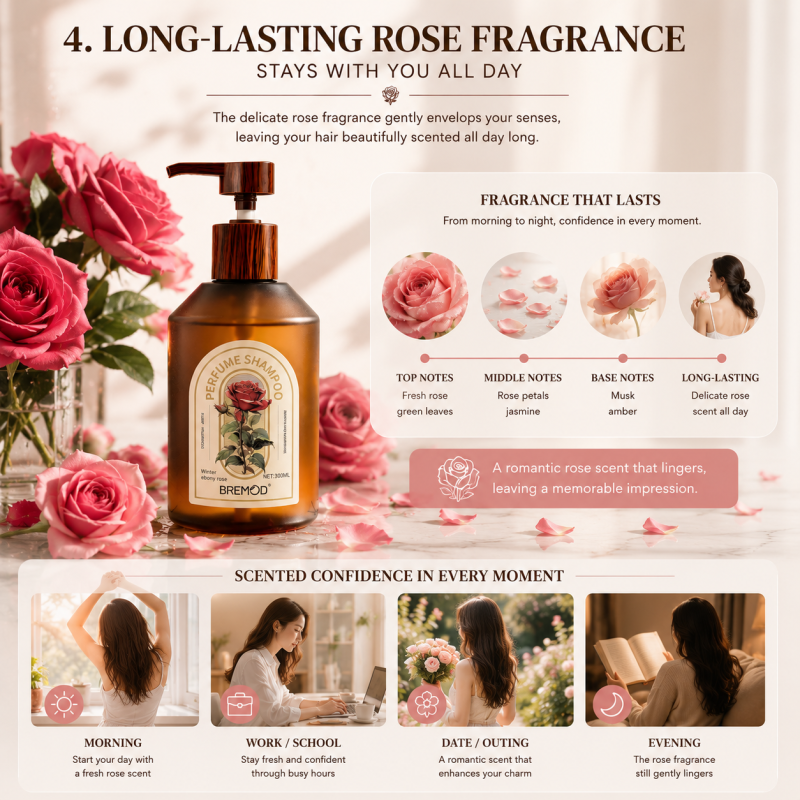 Winter Ebony Rose Silicone-Free Luxury Perfume Deep Cleansing Oil Control Hair Shampoo for Oily Scalp Firming & Fluffy Hair Care
