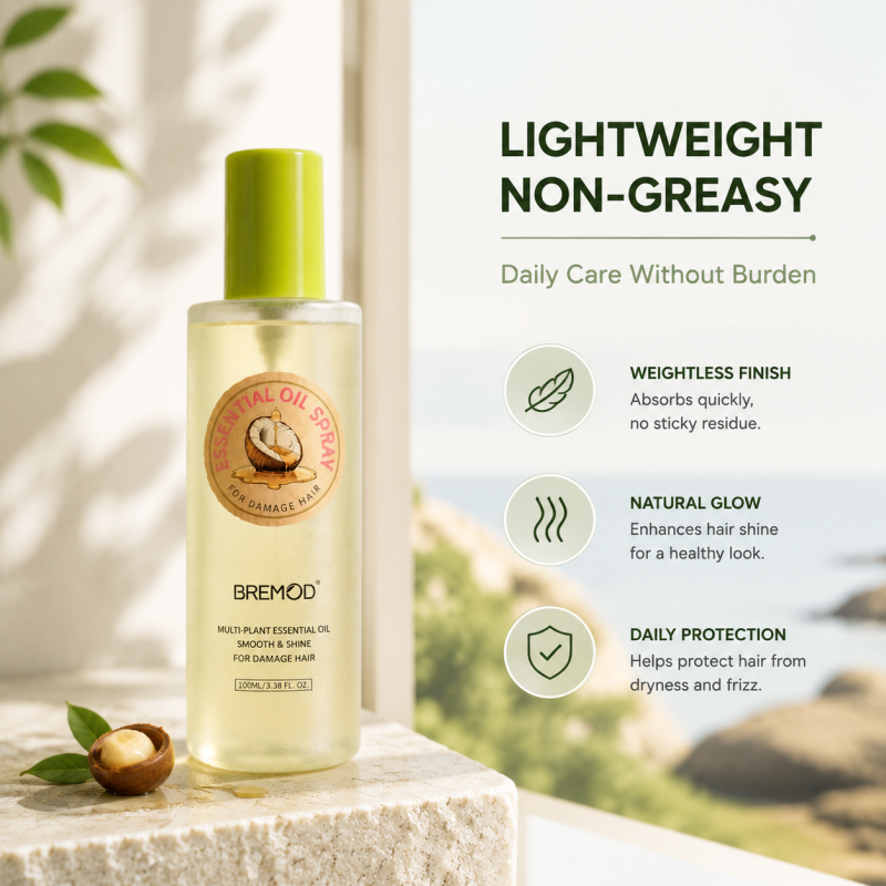 Factory OEM Multi-Plant Coconut Essential Oil Hair Serum Smooth & Shine Oil Solubility Spray for Dry Frizzy Damaged Hair