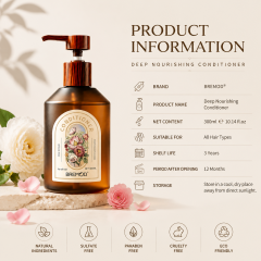 BREMOD Rose Perfume Hair Conditioner Long Lasting Fragrance Smoothing Anti-frizz Hair Care Conditioner 300ml Salon Home Use