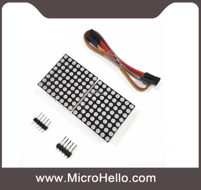 MAX7219 LED Display Driver module with 2pcs 8x8 Dot Matrix LED Display on PCB