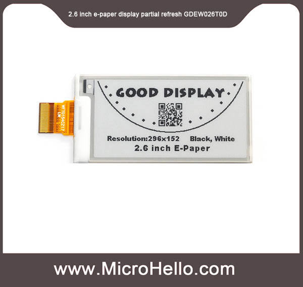 GDEW026T0D 2.6 inch e-paper display partial refresh 4 Grayscale e-ink screen 296x152