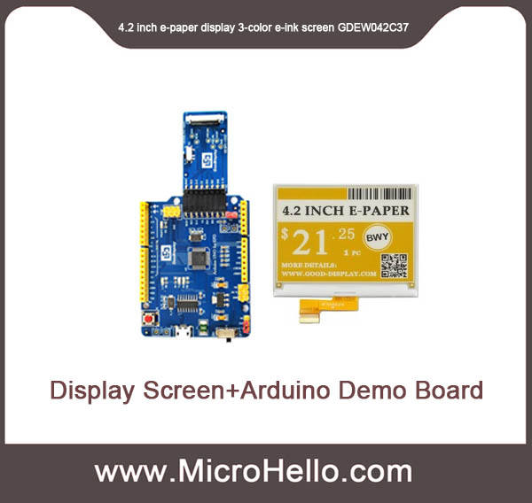 GDEW042C37 4.2 inch color e-paper display BWY three colors E ink panel black white and yellow 400x300