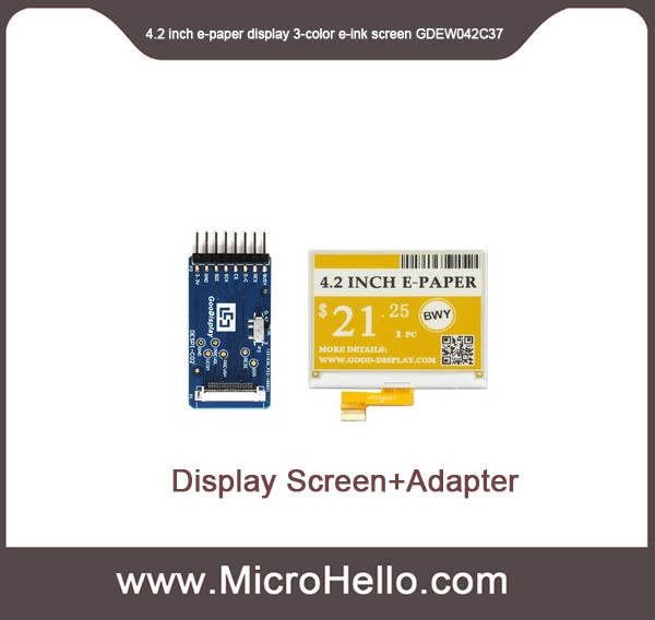 GDEW042C37 4.2 inch color e-paper display BWY three colors E ink panel black white and yellow 400x300