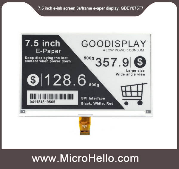 GDEY075T7 7.5 inch e-ink screen Black and white 3s/frame electronic paper display 800x480