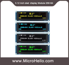 3.12" oled display Module 256×64 6800/8080 parallel interface SPI yellow white blue GREEN optional