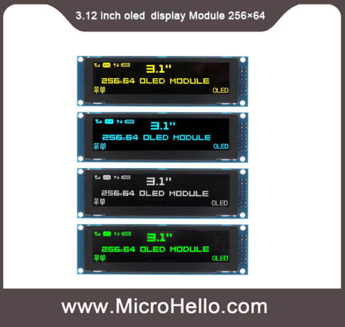3.12" oled display Module 256×64 6800/8080 parallel interface SPI yellow white blue GREEN optional