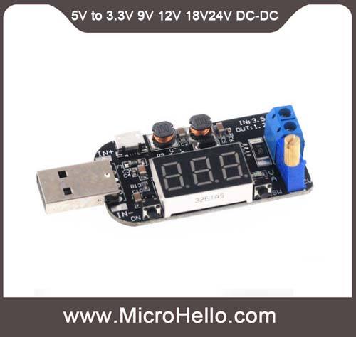 5V to 3.3V 9V 12V 18V 24V DC-DC MODULE USB adjustable voltage regulator module with current Display