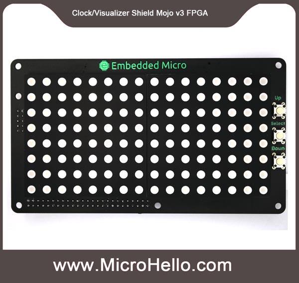 Clock/Visualizer Shield for Mojo v3 FPGA Development Board