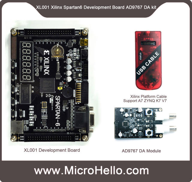 XL001 Xilinx FPGA development Board 【AD9767 DA KIT】 Spartan-6 XC6SLX9