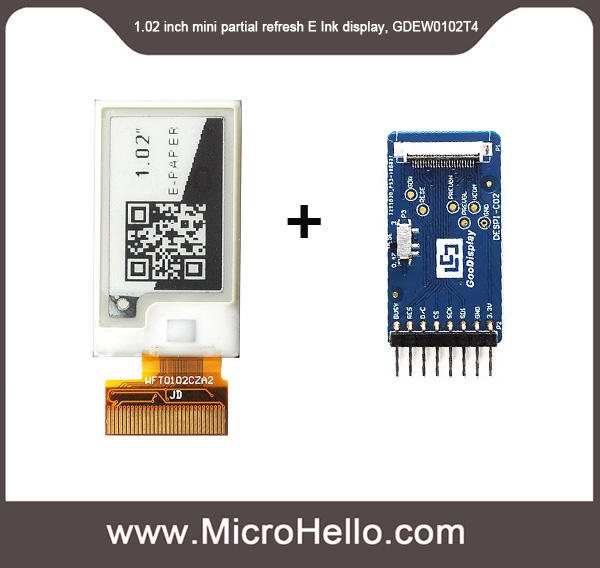 1.02 inch mini partial refresh E Ink display, GDEW0102T4