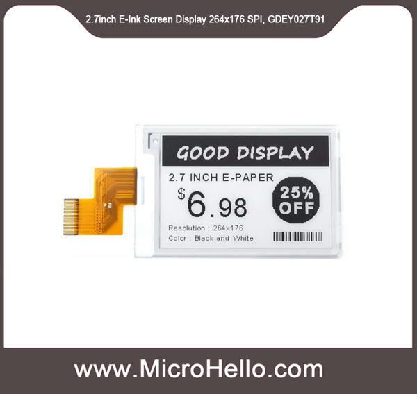 GDEY027T91,2.7inch E-Ink Screen Display 264x176 Resolution Electronic E-Paper Communicating via SPI Interface