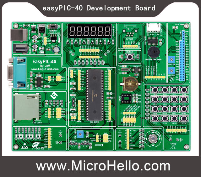 easyPIC-40 PIC development board for 8bit DIP40 PICs PIC16(L)F PIC18(L)F Series